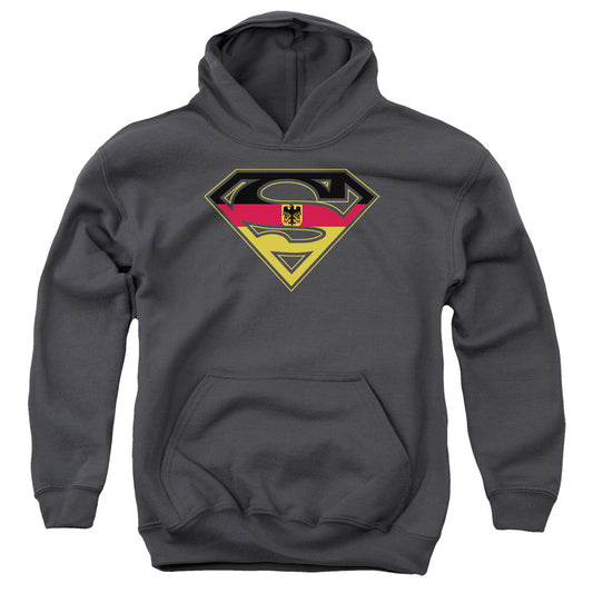 Superman German Shield Kids Youth Hoodie Charcoal