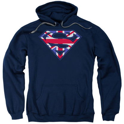 Superman Great Britian Shield Mens Hoodie Navy