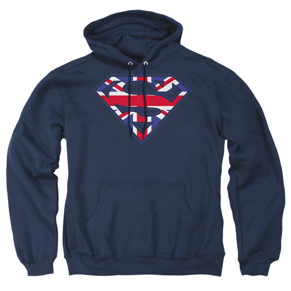 Superman Great Britian Shield Mens Hoodie Navy