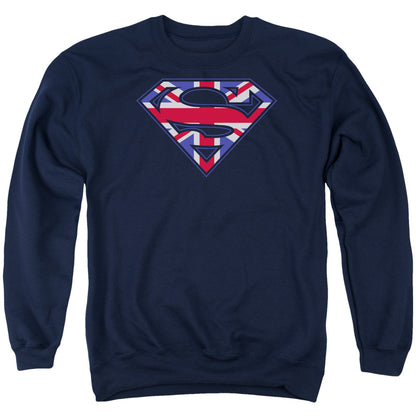 Superman Great Britian Shield Mens Crewneck Sweatshirt Navy