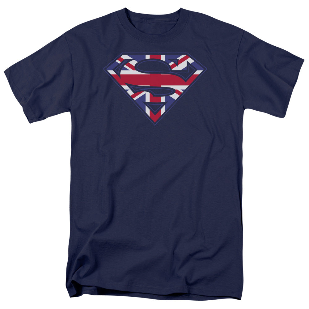 Superman Great Britain Shield Mens T Shirt Navy Blue