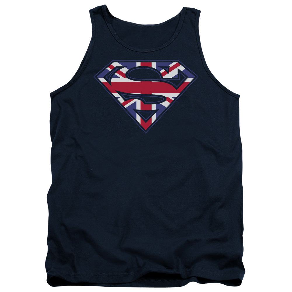 Superman Great Britian Shield Mens Tank Top Shirt Navy