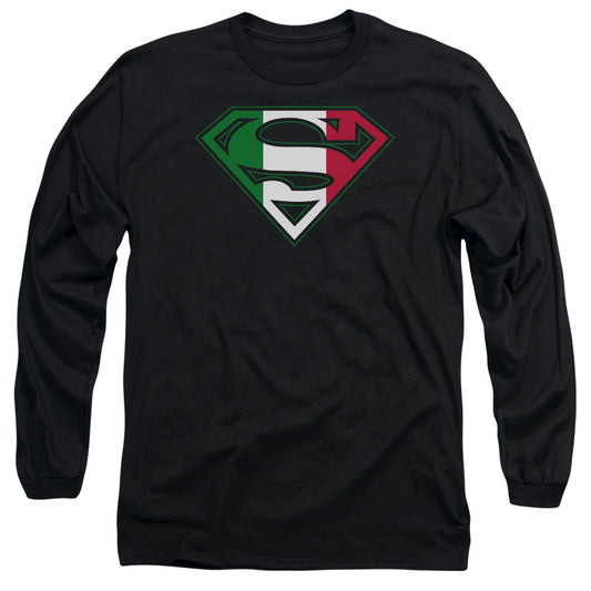 Superman Italian Shield Mens Long Sleeve Shirt Black