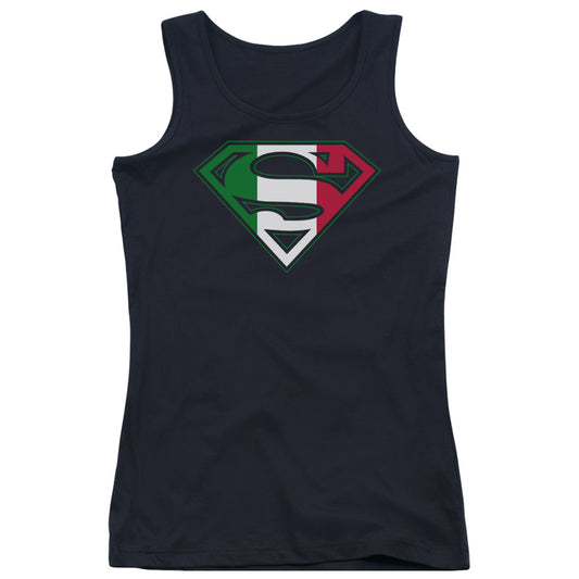 Superman Italian Shield Womens Tank Top Shirt Black