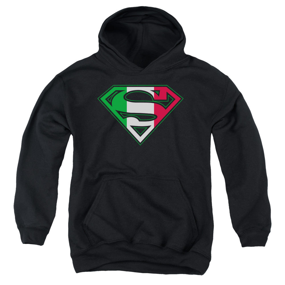 Superman Italian Shield Kids Youth Hoodie Black