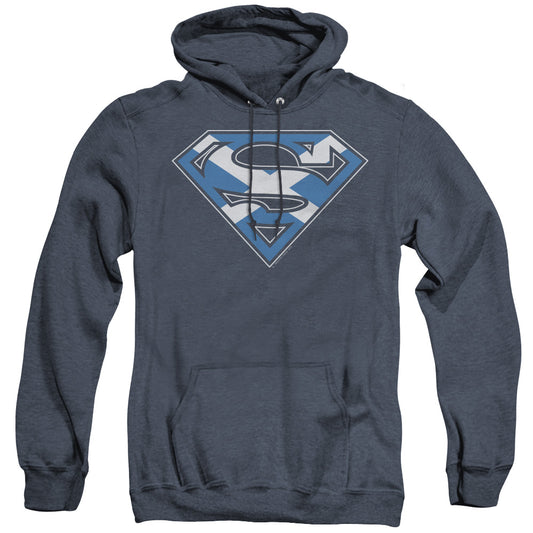 Superman Scottish Shield Heather Mens Hoodie Navy