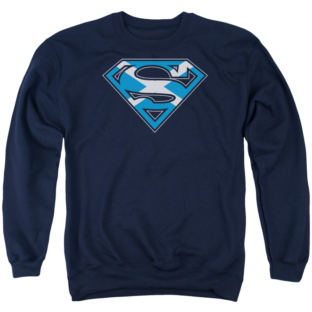 Superman Scottish Shield Mens Crewneck Sweatshirt Navy