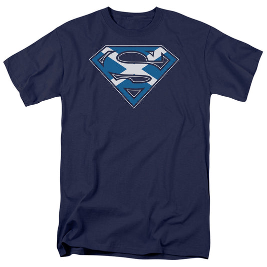 Superman Scottish Shield Mens T Shirt Navy Blue