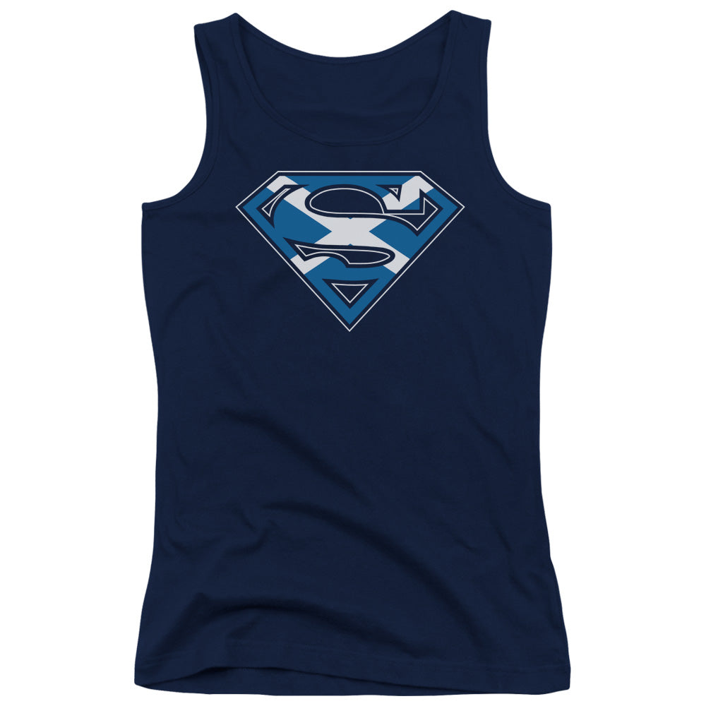 Superman Scottish Shield Womens Tank Top Shirt Navy