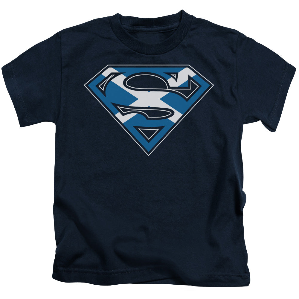 Superman Scottish Shield Juvenile Kids Youth T Shirt Navy