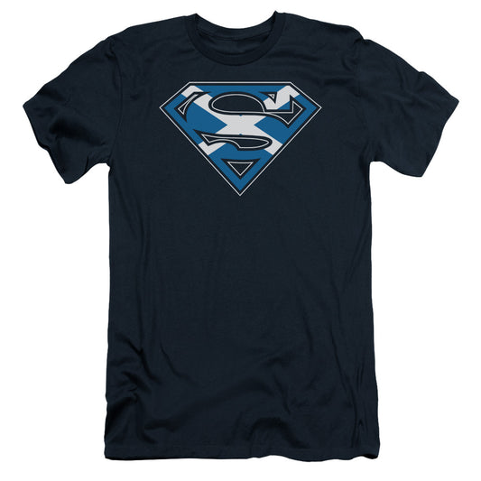 Superman Scottish Shield Slim Fit Mens T Shirt Navy