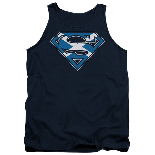 Superman Scottish Shield Mens Tank Top Shirt Navy