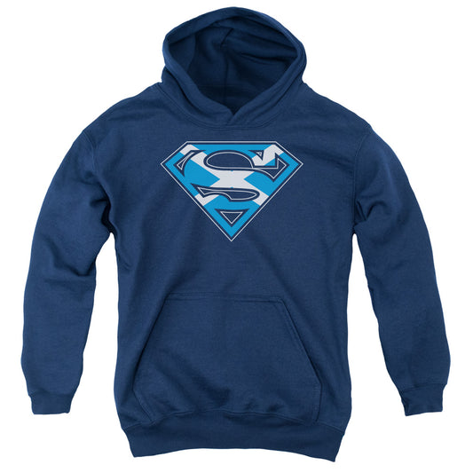 Superman Scottish Shield Kids Youth Hoodie Navy