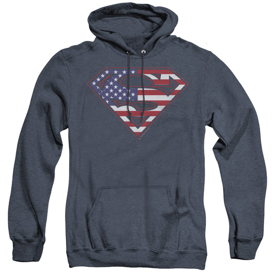 Superman U S Shield Mens Heather Hoodie Navy