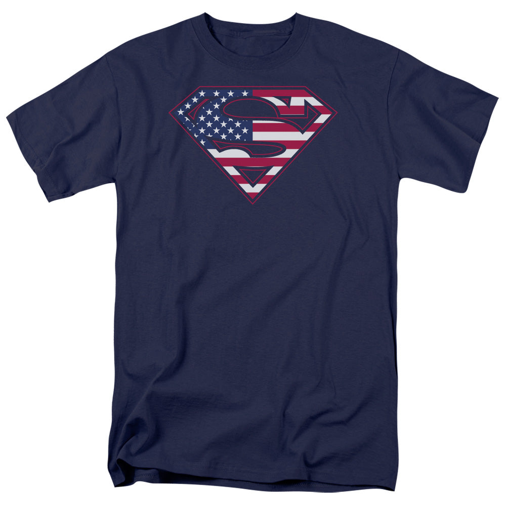 Superman U S Shield Mens T Shirt Navy Blue