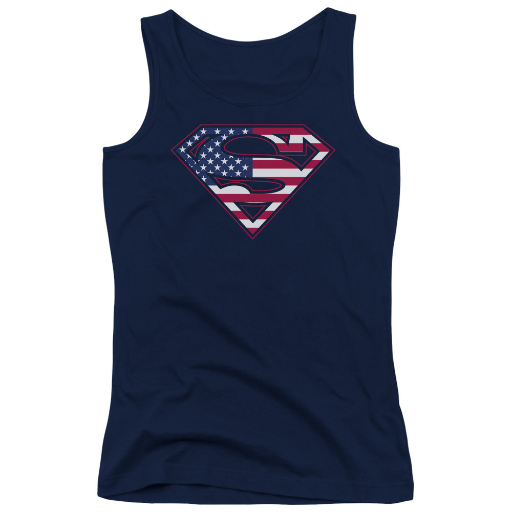 Superman U S Shield Womens Tank Top Shirt Navy