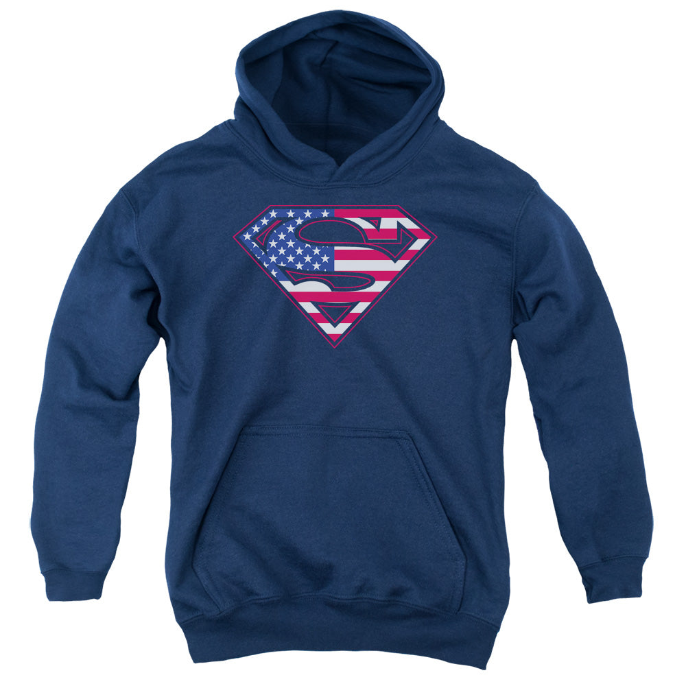 Superman U S Shield Kids Youth Hoodie Navy