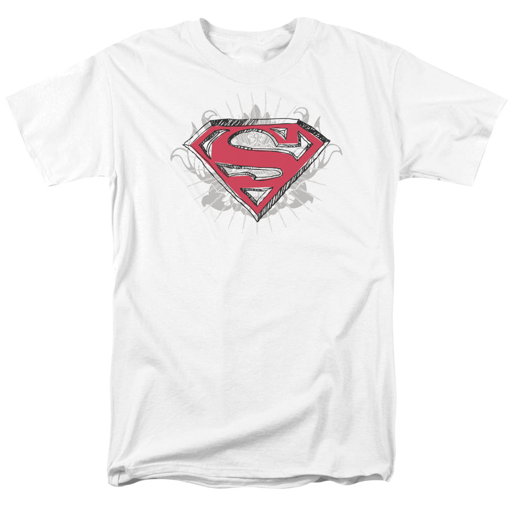 Superman Hastily Drawn Shield Mens T Shirt White