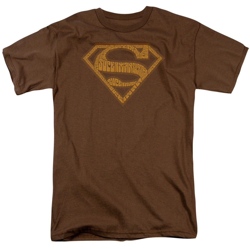 Superman 60s Type Shield Mens T Shirt Coffee