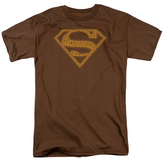 Superman 60s Type Shield Mens T Shirt Coffee