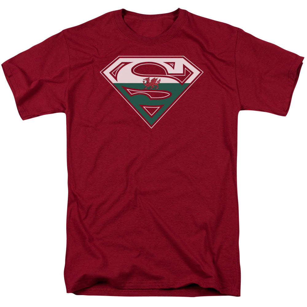 Superman Welsh Shield Mens T Shirt Cardinal