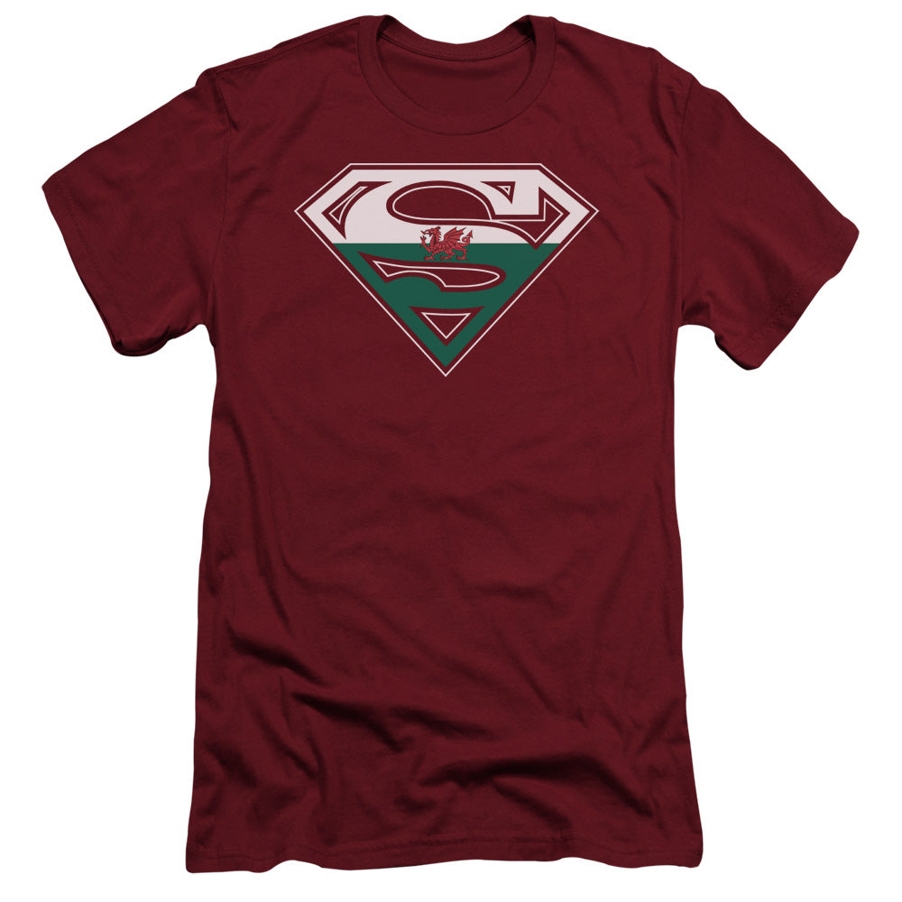 Superman Welsh Shield Slim Fit Mens T Shirt Cardinal