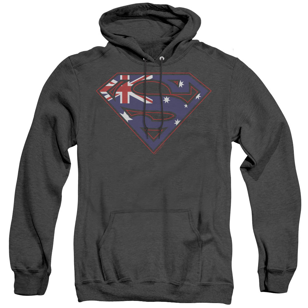 Superman Australian Shield Mens Heather Hoodie Black