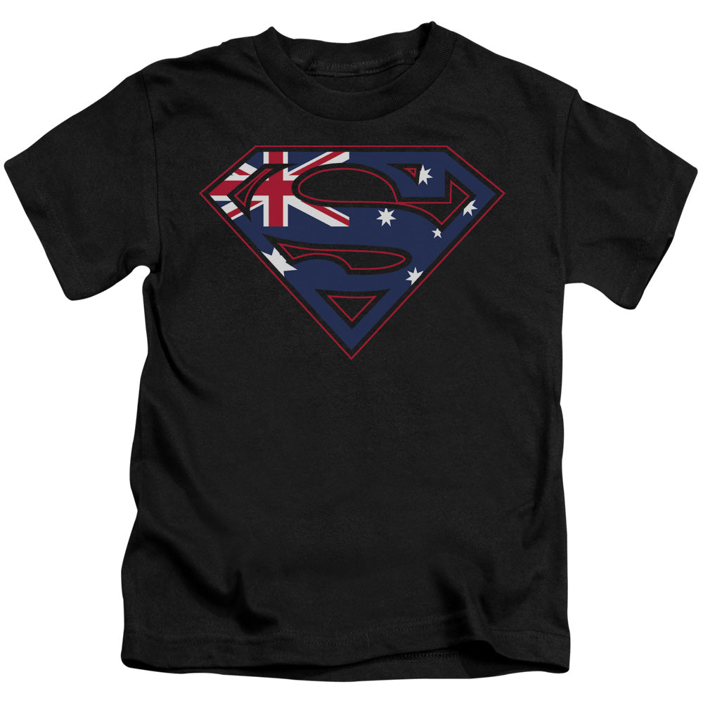 Superman Australian Shield Juvenile Kids Youth T Shirt Black