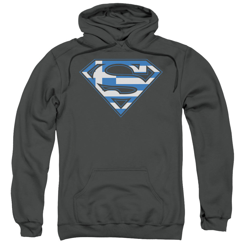 Superman Greek Shield Mens Hoodie Charcoal