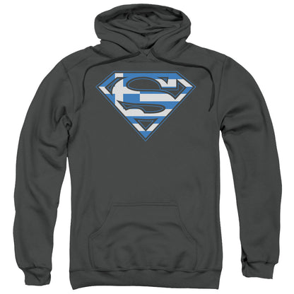 Superman Greek Shield Mens Hoodie Charcoal