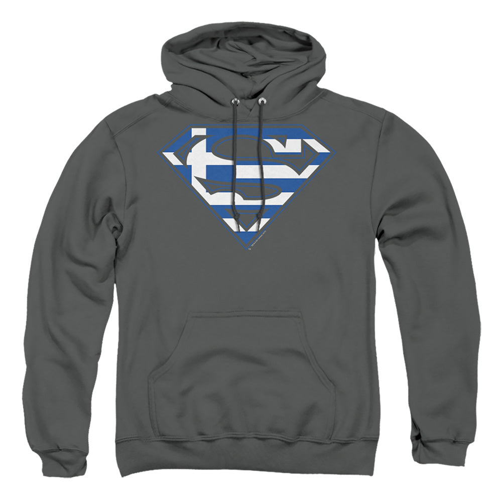 Superman Greek Shield Mens Hoodie Charcoal