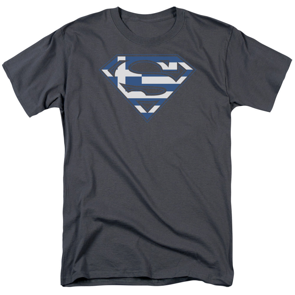 Superman Greek Shield Mens T Shirt Charcoal