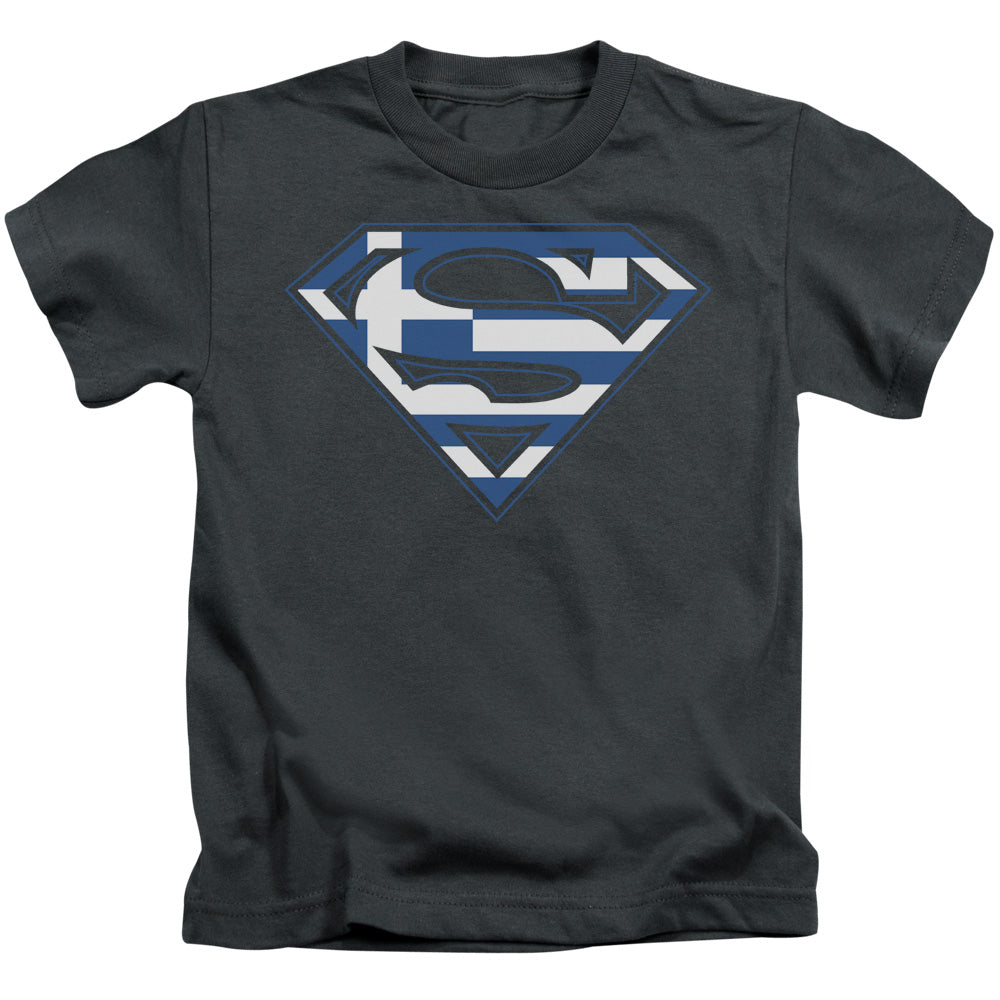 Superman Greek Shield Juvenile Kids Youth T Shirt Charcoal