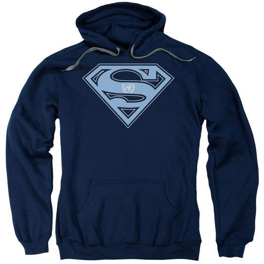 Superman U N Shield Mens Hoodie Navy