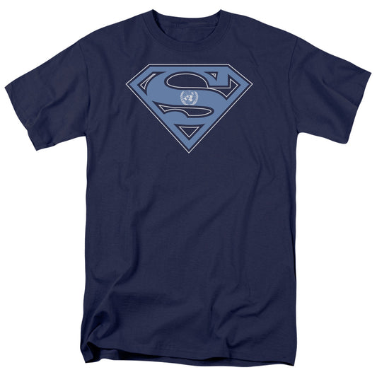 Superman U N Shield Mens T Shirt Navy Blue