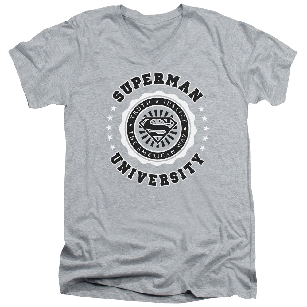 Superman Superman University S S Adult V Neck Athletic Heather