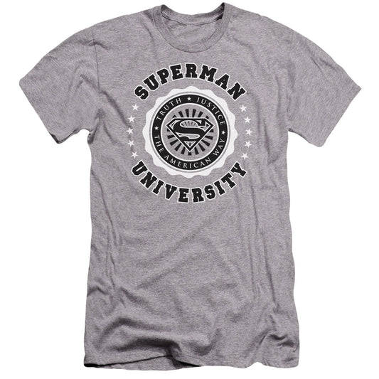 Superman Superman University Premium Bella Canvas Slim Fit Mens T Shirt Athletic Heather