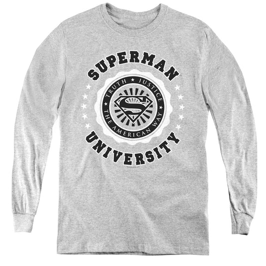 Superman Superman University Long Sleeve Kids Youth T Shirt Athletic Heather