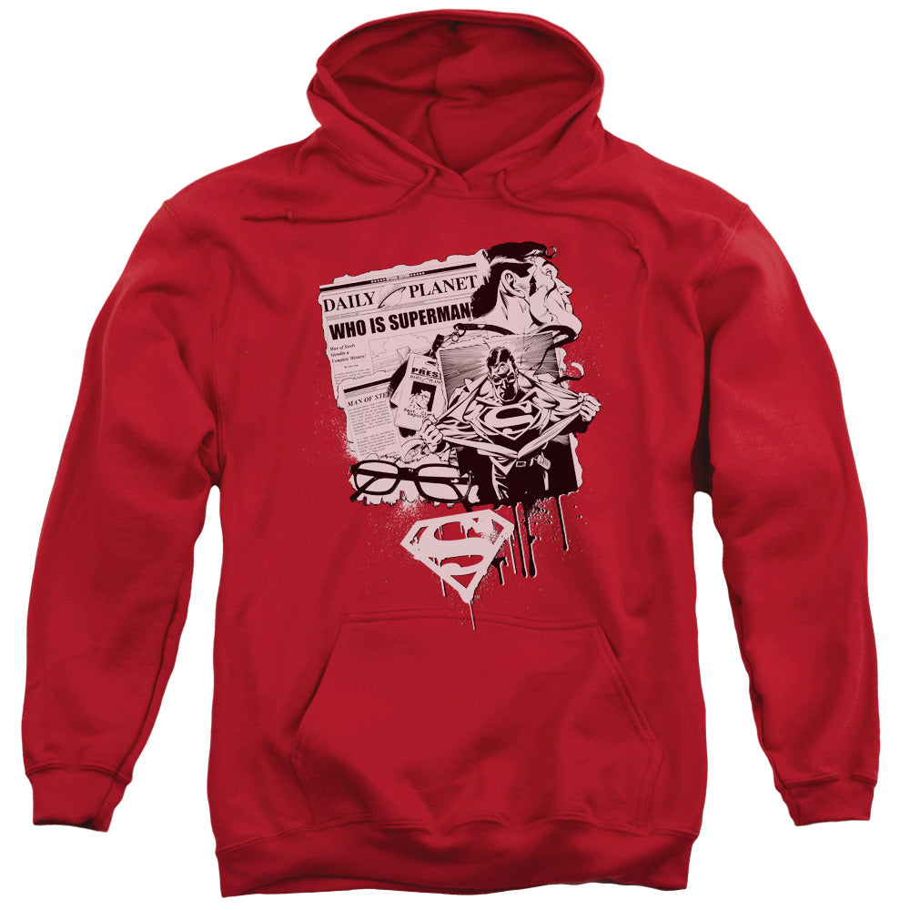 Superman Identity Mens Hoodie Red