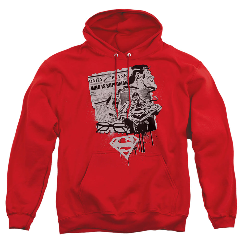 Superman Identity Mens Hoodie Red