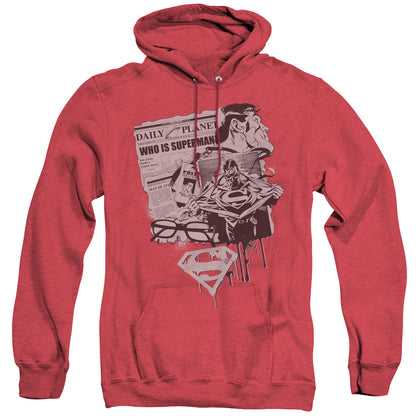 Superman Identity Mens Heather Hoodie Red