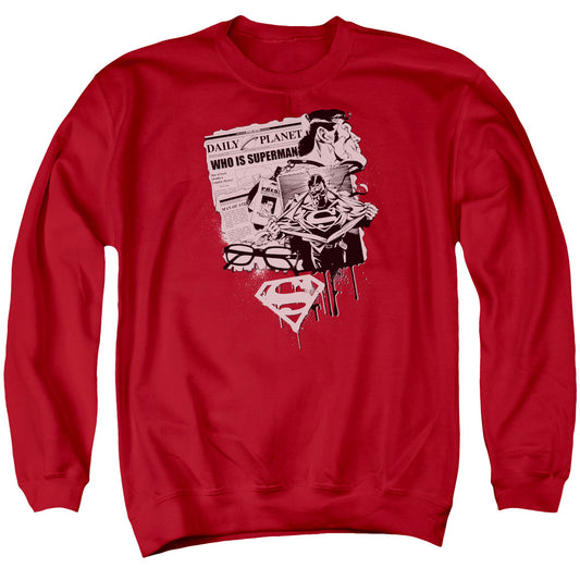 Superman Identity Mens Crewneck Sweatshirt Red