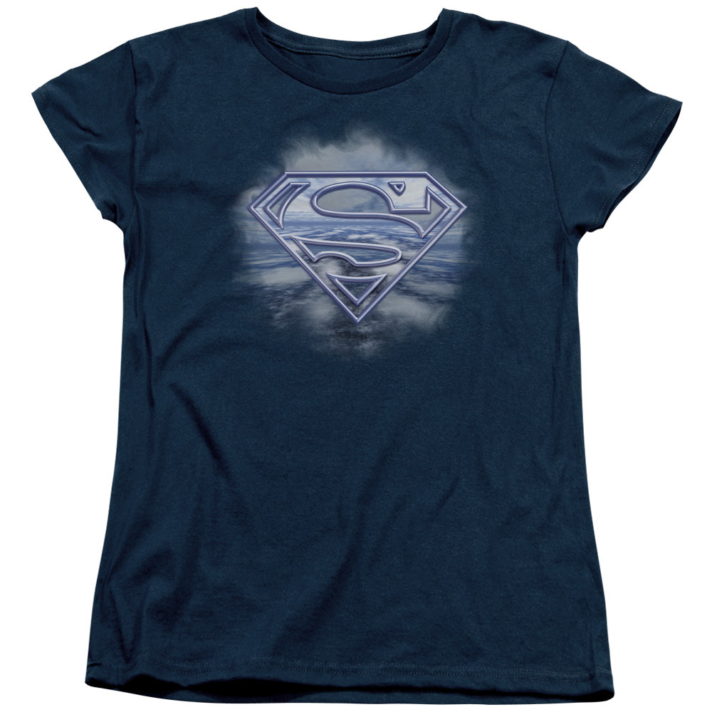 Superman Freedom Of Flight Womens T Shirt Navy