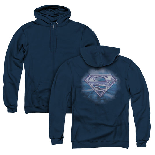 Superman Freedom Of Flight Back Print Zipper Mens Hoodie Navy