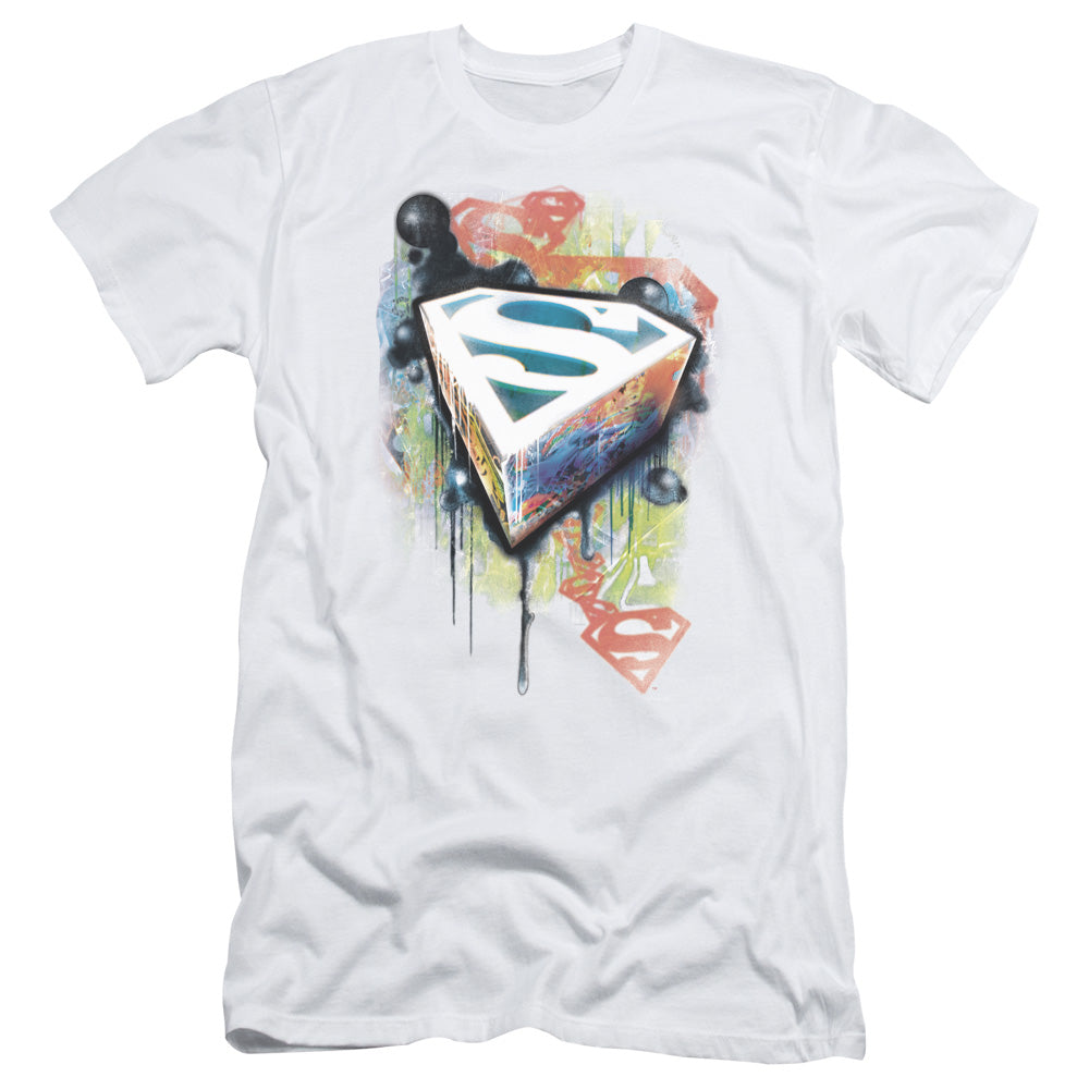 Superman Urban Shields Slim Fit Mens T Shirt White