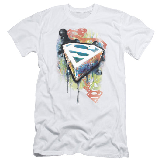 Superman Urban Shields Slim Fit Mens T Shirt White