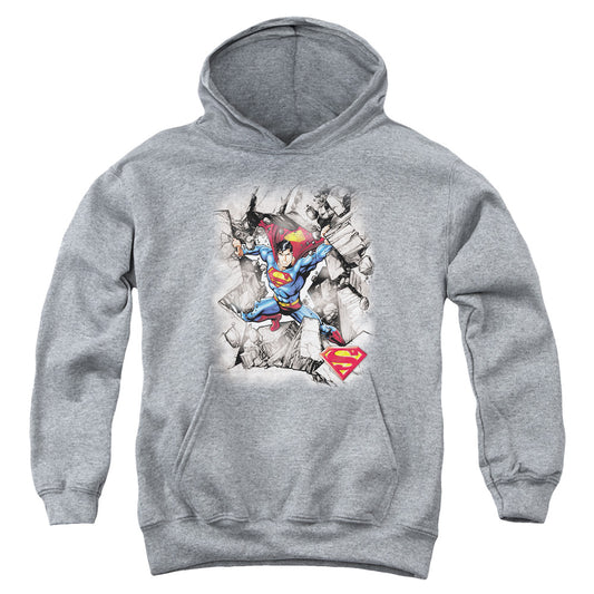 Superman Break Through Kids Youth Hoodie Athletic Heather