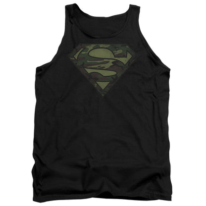 Superman Camo Logo Distressed Mens Tank Top Shirt Black