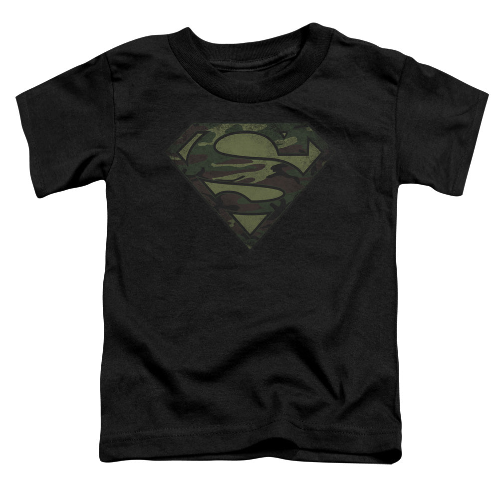 Superman Camo Logo Distressed Toddler Kids Youth T Shirt Black