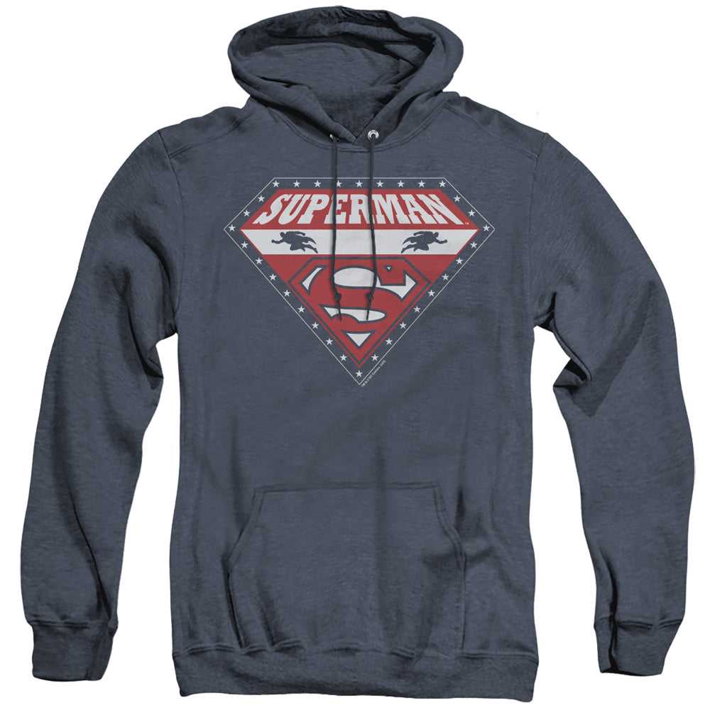 Superman Superman For President Mens Heather Hoodie Navy